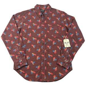 NWT OBEY Propaganda Edger Burgundy Feather Button Up Shirt Size S